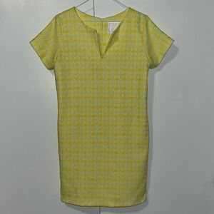 Meg Shop V-Neck MIDI Shift Dress Women’s XS Extra Small Yellow Retro